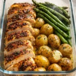 Lemon Garlic Chicken plated with vegetables for meal prep