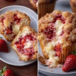 Delicious strawberry cream cheese muffins fresh out of the oven