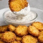 Crispy Air Fryer Fried Pickles served with dipping sauce
