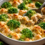 Delicious Chicken Broccoli Casserole served in a baking dish