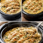 Crockpot Olive Garden Chicken served with pasta and herbs