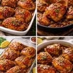 Baked Honey Garlic Chicken Thighs garnished and ready to serve.