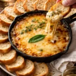 Creamy caramelized onion cheese dip served with crispy tortilla chips