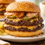 Delicious Southerner Smash Burger with toppings and golden bun