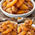 Delicious fresh peach cobbler with juicy peaches and a golden crust
