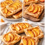 Mini peach and cream cheese tarts on a white plate