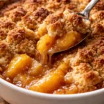 Delicious Paula Deen's peach cobbler, a classic Southern dessert served warm.