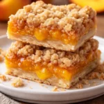 Delicious peach crumb bars baked to perfection with a buttery crumble topping