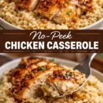 Delicious No-Peek Chicken Casserole with veggies and rice